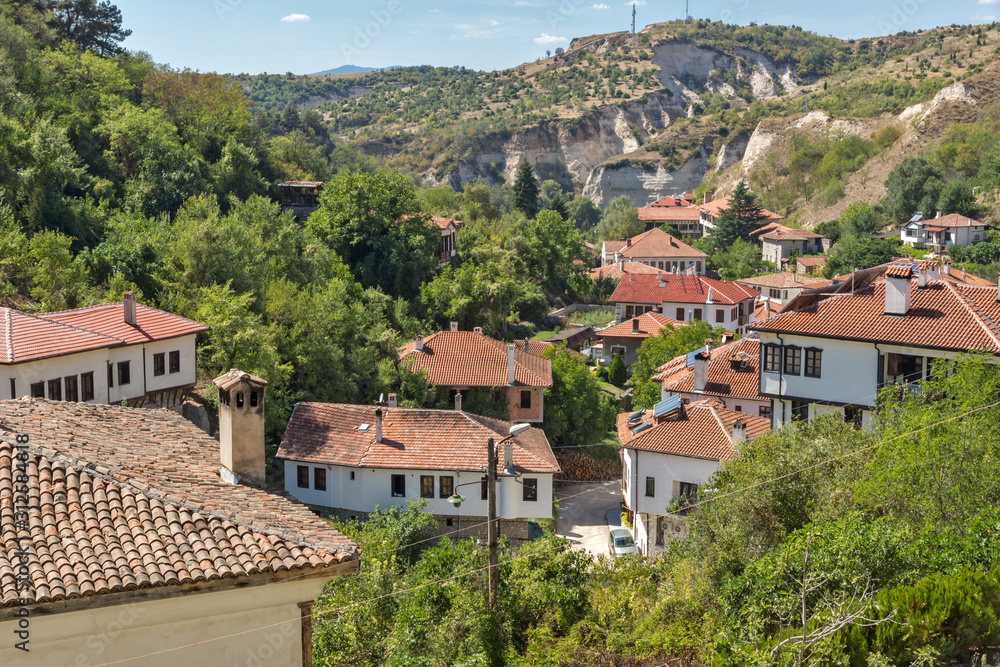 Street and old houses in town of Melnik, Bulgaria