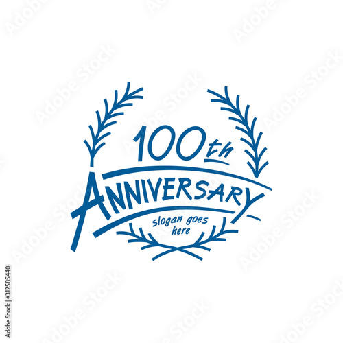 100 years design template. One hundredth years logo. Vector and illustration. 