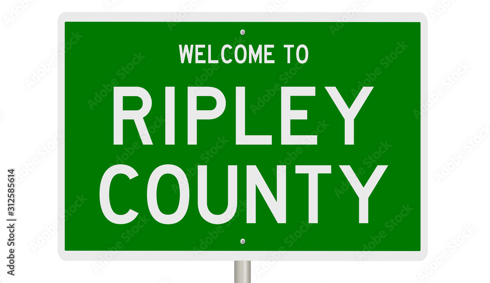 Rendering of a green 3d highway sign for Ripley County Rendering of a green 3d highway sign for Ripley County