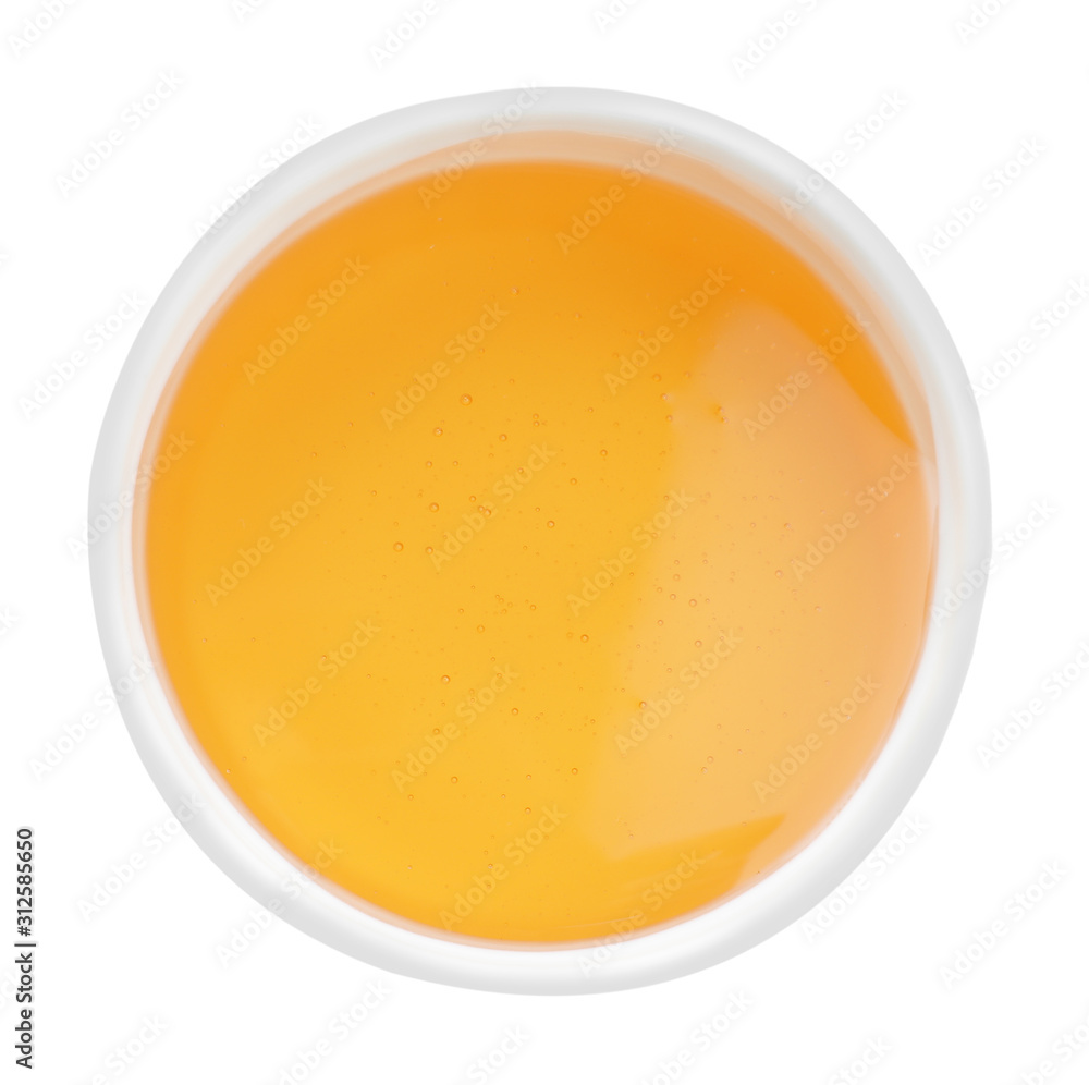 Bowl of organic honey isolated on white, top view Bowl of organic honey isolated on white, top view