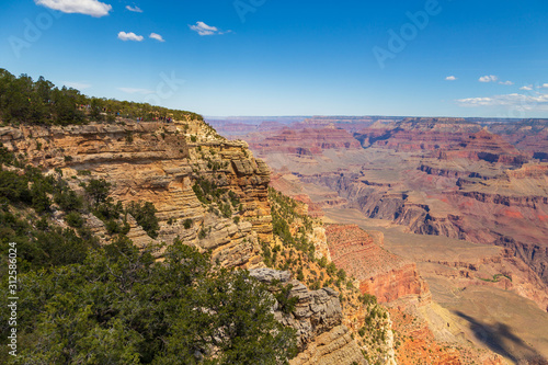 Blue sky over the cliffs of the Grand Canyon, Arizona, USA.