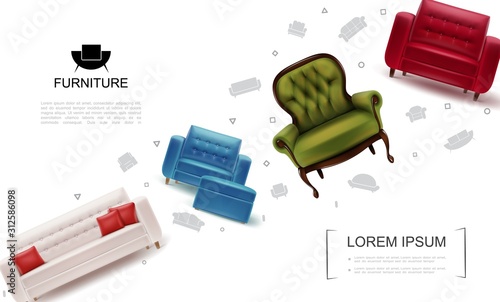 Realistic Home Furniture Objects Template
