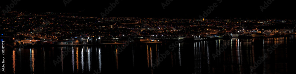 Akureyri in the night, Iceland