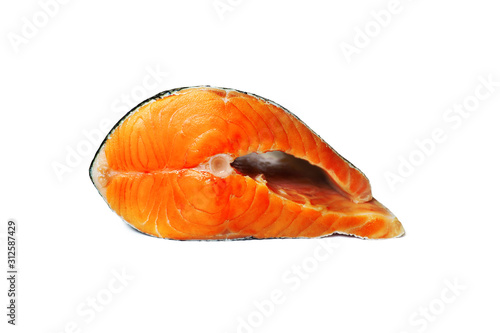 Slice of salmon isolated on white background. Fresh raw salmon, red fish