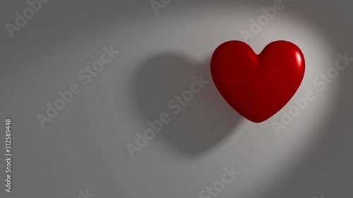 Foto Artistic red heart with shadow for Valentines Day