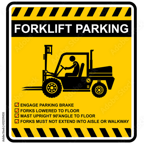 forklift parking, sign and sticker vector