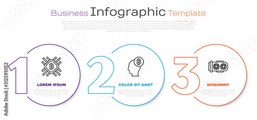 Set line CPU mining farm, Bitcoin think and Mining farm. Business infographic template. Vector