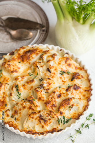 Canvas Print Fennel gratin - Baked fennel in parmesan bechamel sauce