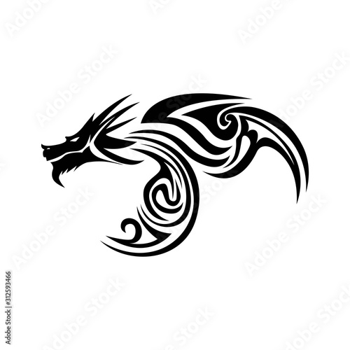 Wallpaper Mural Creative Tribal Dragon Logo Design Vector Illustration Torontodigital.ca
