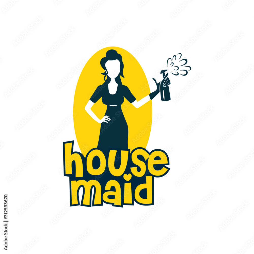Housemaid Logo Stock Vector Illustration. unique maid logo. cleaning