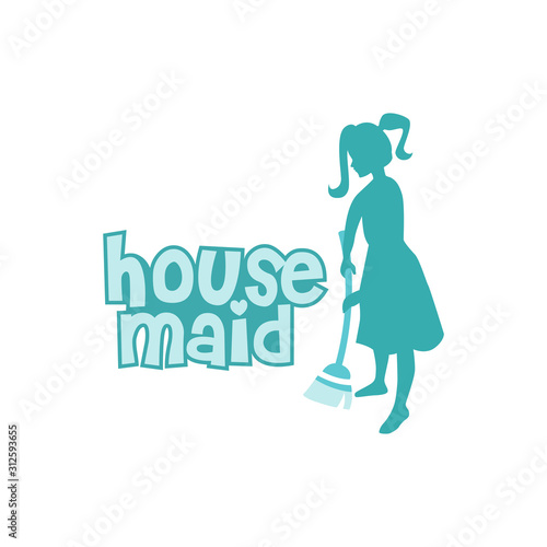 Housemaid Logo Stock Vector Illustration. unique maid logo. cleaning service. house maid. vector illustration