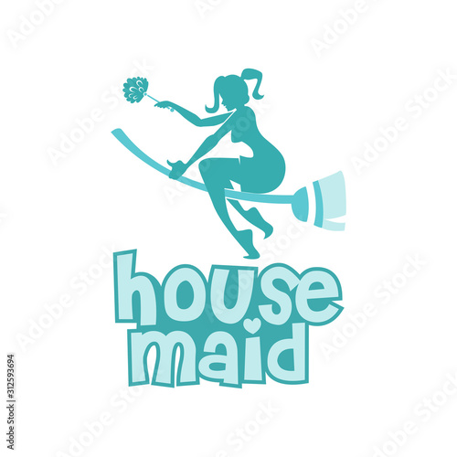 Housemaid Logo Stock Vector Illustration. unique maid logo. cleaning service. house maid. vector illustration