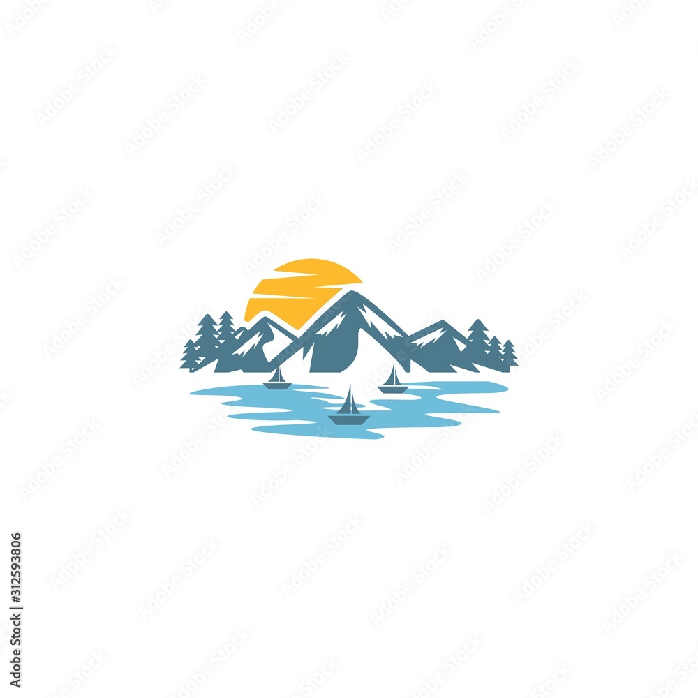 Lake Logo Mountain Vector Images Stock Vector | Adobe Stock