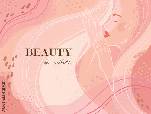 Abstract  universal  beauty template, fashion portrait. Cover, invitation, banner, placard, brochure, poster, card, flyer etc.