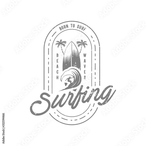 Canvas Print Vintage Surfing Graphics and retro logo vector illustration
