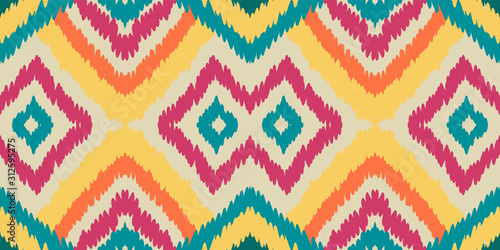 Scarlet Carpet Vector Seamless Pattern. Indian Graphic Carpet Ornament. Gloss Trendy Tie Dye Texture. Handmade Ornament.