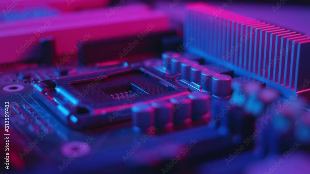 Blue Comp Computer Part Blue light macro electronic part of a computer disassemble the laptop ...