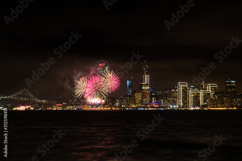 Amazing view of Fireworks over San Francisco city