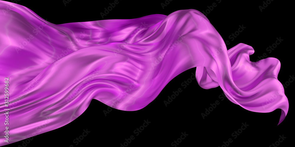 Abstract background of magenta wavy silk or satin. 3d rendering image.