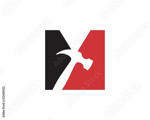 Letter M With Hammer Logo Design Template 001