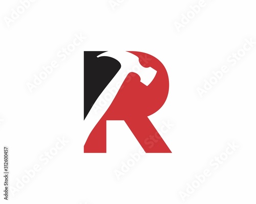 Letter R With Hammer Logo Design Template 001