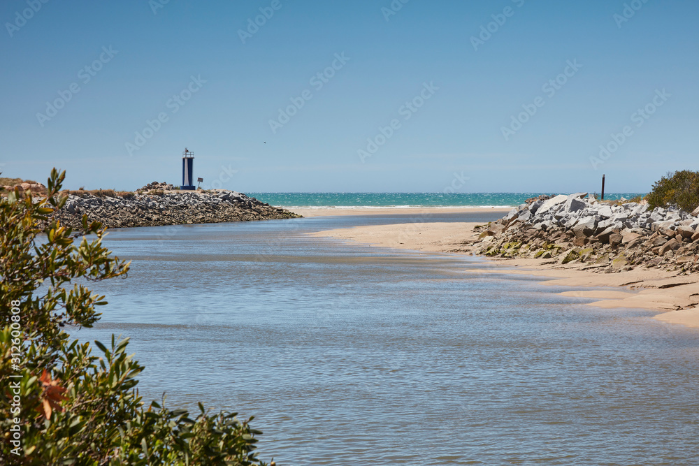 The Bridport rivermouth at different times of the tide, Tasmania, Australia The Bridport rivermouth at different times of the tide, Tasmania, Australia