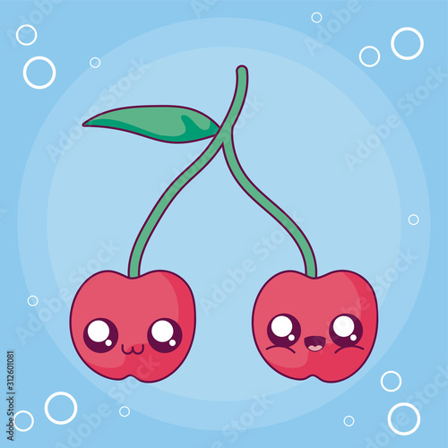 kawaii cherry cartoon vector design
