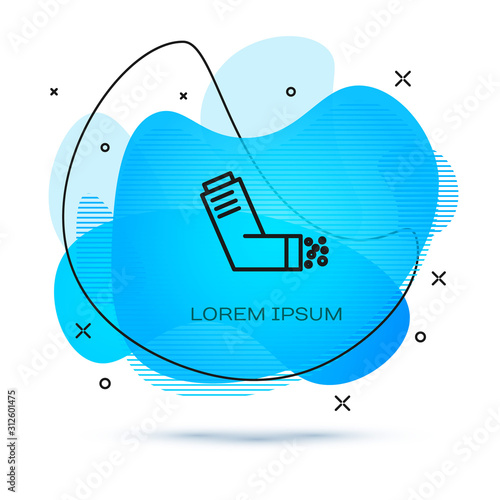 Line Inhaler icon isolated on white background. Breather for cough relief, inhalation, allergic patient. Medical allergy asthma inhaler spray. Abstract banner with liquid shapes. Vector Illustration