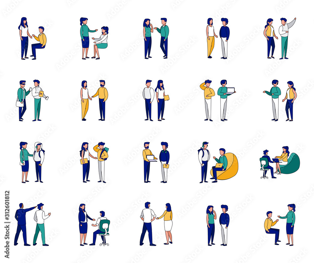 Isolated set of businesspeople and students vector design Isolated set of businesspeople and students vector design