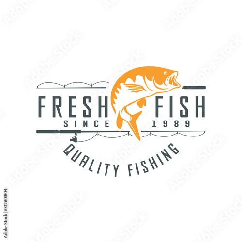Fishing vector design logo template