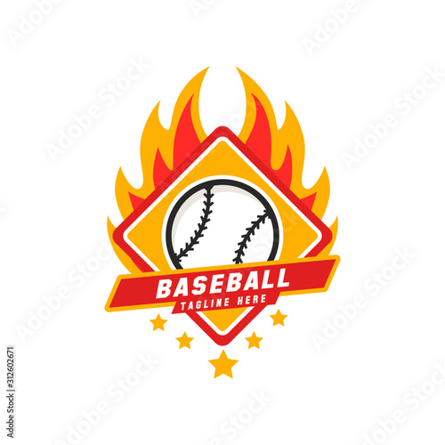 Photography Baseball Logo Design Vector Template