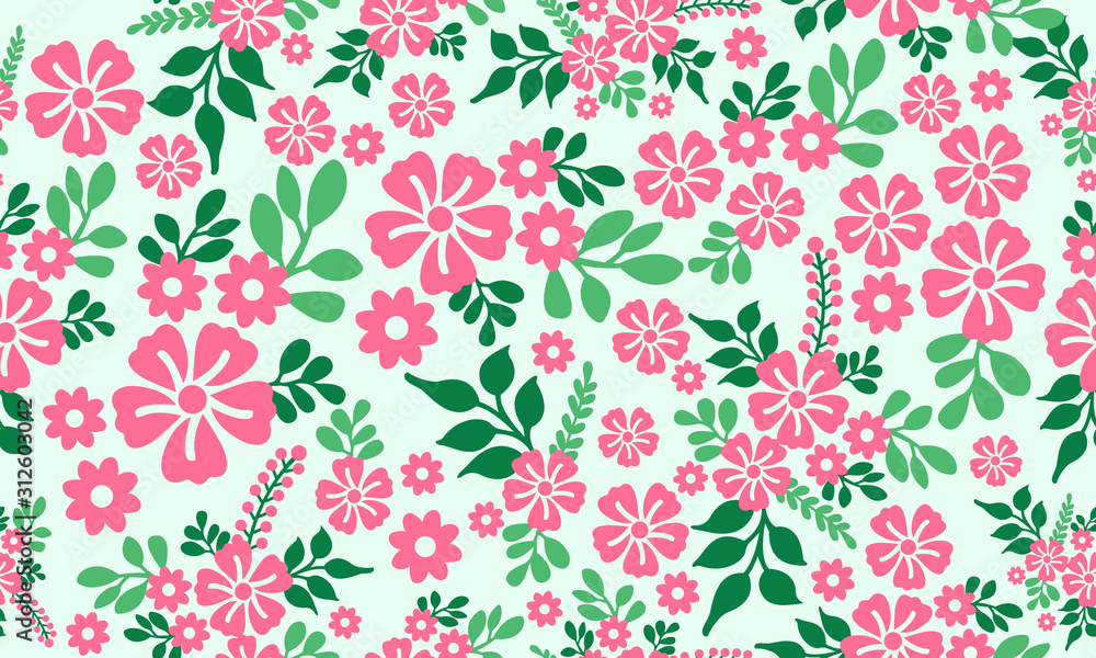 Obraz premium Valentine floral pattern background, with elegant leaf and flower design.