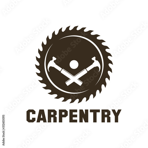 Carpentry, woodworking retro vintage logo design
