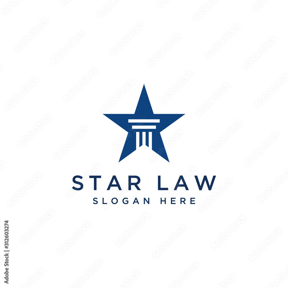 attorney or law design logo, or star with law building pillars attorney or law design logo, or star with law building pillars