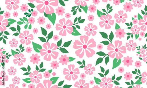 Valentine floral pattern background, with elegant leaf and flower design. © StockFloral