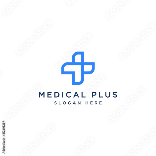 health logo design or plus sign with line art