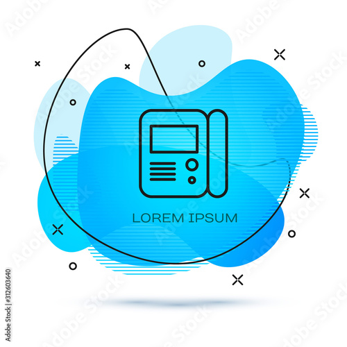 Line House intercom system icon isolated on white background. Abstract banner with liquid shapes. Vector Illustration