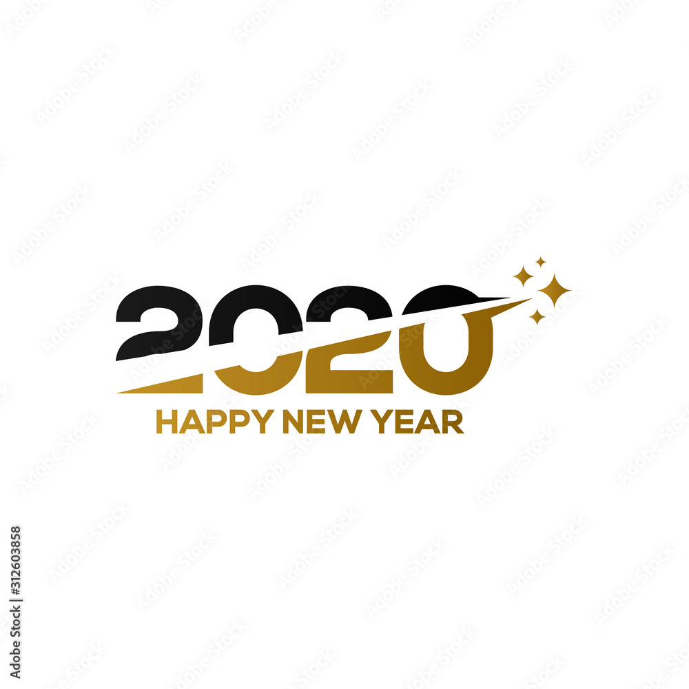 Happy New Year 2020 logo text design. Cover of business diary for 2020 with wishes. Brochure design template, greeting card, banners. Vector illustration. Isolated on white background. Happy New Year 2020 logo text design. Cover of business diary for 2020 with wishes. Brochure design template, greeting card, banners. Vector illustration. Isolated on white background.