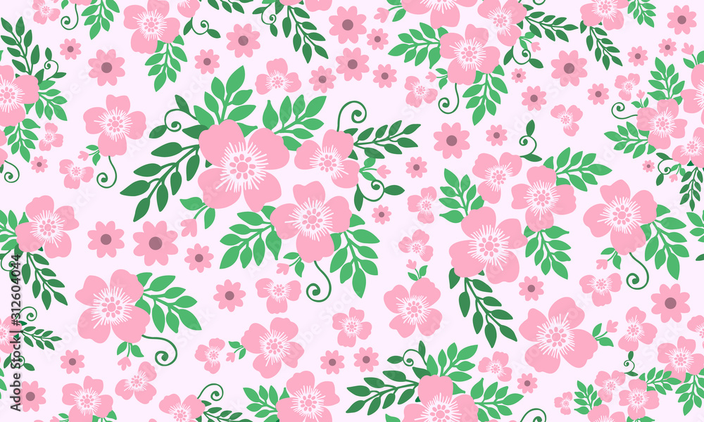 Flower pattern background for Valentine, with flower and leaf unique design. Flower pattern background for Valentine, with flower and leaf unique design.