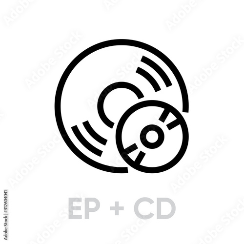 Vinyl EP plus CD records icon