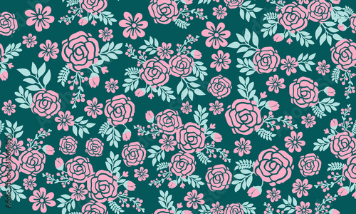 Wallpaper Mural Unique flower pattern for valentine, with leaf and flower modern drawing. Torontodigital.ca