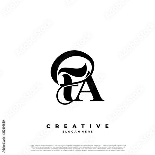 Logo Text Initial Letter FA Luxury Monogram. overlapping interlock logo, monogram line art style.