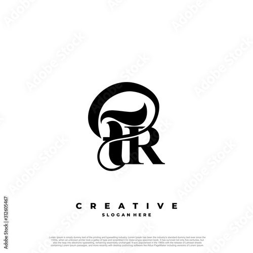 Logo Text Initial Letter FR Luxury Monogram. overlapping interlock logo, monogram line art style. photo