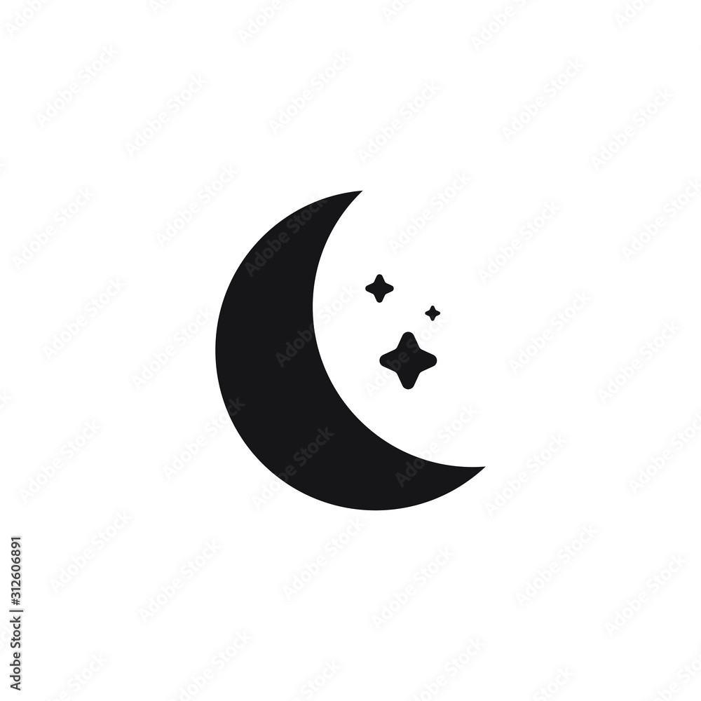 Moon icon design isolated on white background. vector illustration Moon icon design isolated on white background. vector illustration