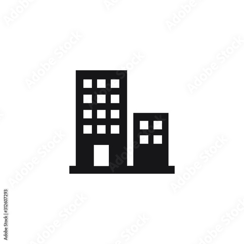 Office building sign icon in flat style. vector illustration