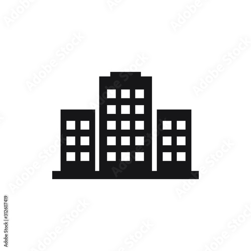 Office building sign icon in flat style. vector illustration