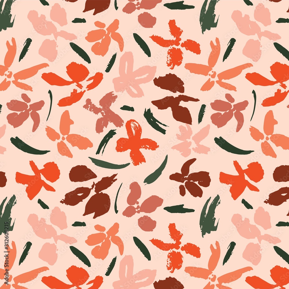 © Inez - watercolor loose abstract floral vector seamless pattern light background