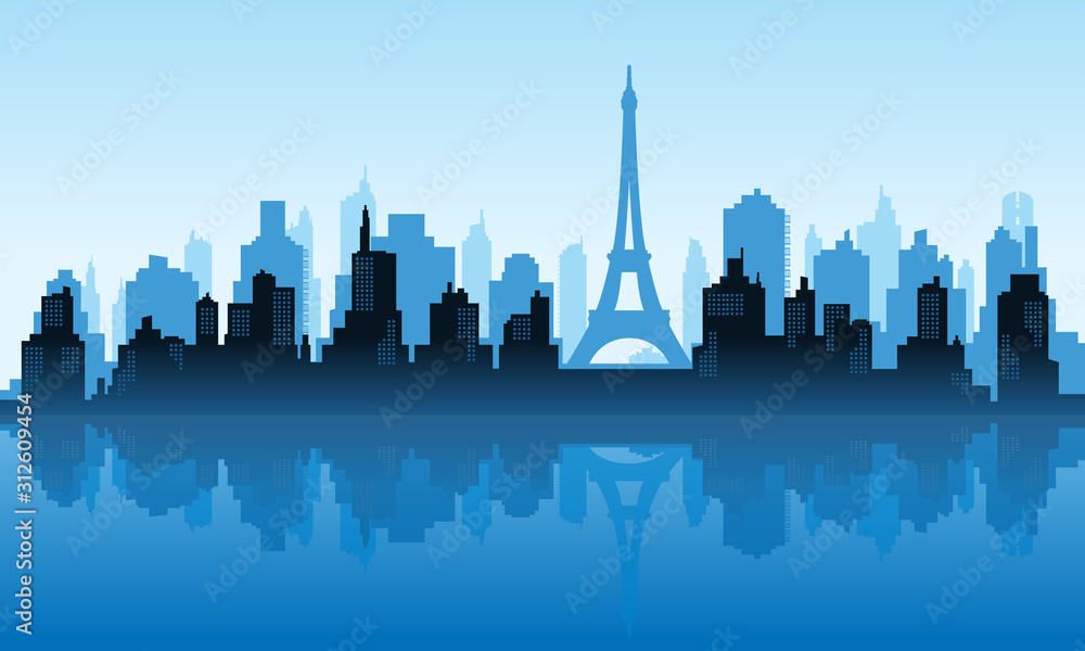 Obraz premium Lakes of Paris City Building in the morning