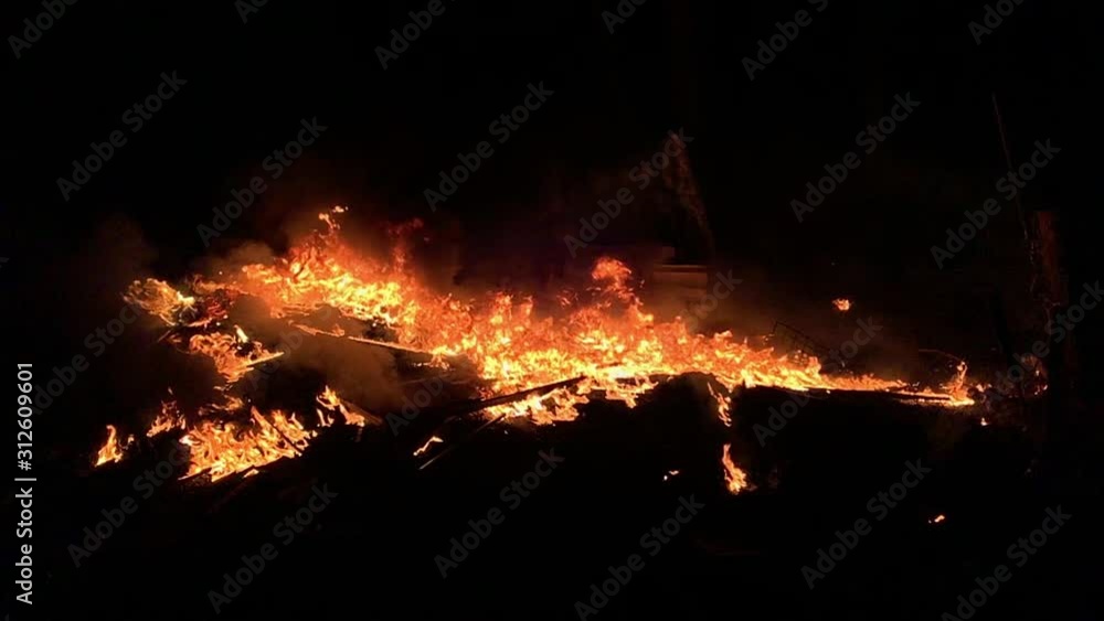 Fire Burning Wood on an Open Fire Pit in the Dark, Slow Motion 1080p Fire Burning Wood on an Open Fire Pit in the Dark, Slow Motion 1080p