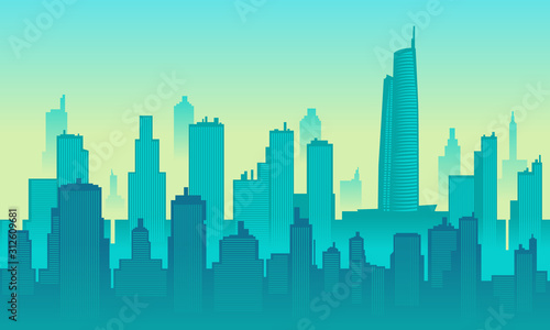 Vector background of the city of Almas Tower in the morning